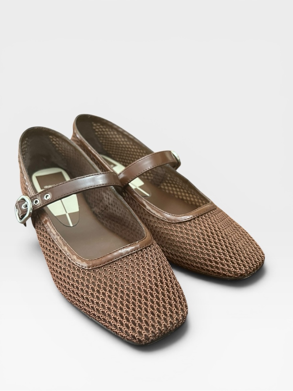 Dolce Vita Reyes Woven Mary Jane Flats Size 7 Brown Mesh Square Toe